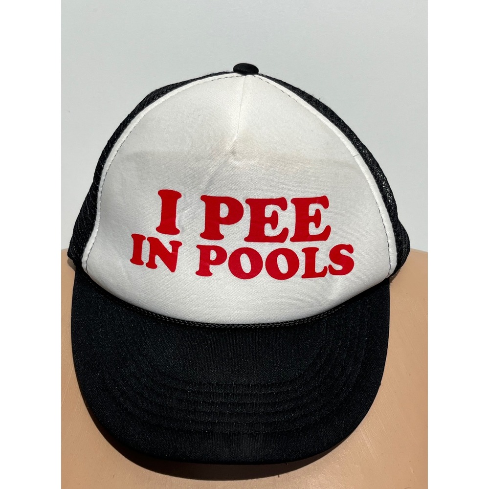 Cobra I PEE IN POOLS Trucker Hat Black White Red Snapback Cap Humor Novelty